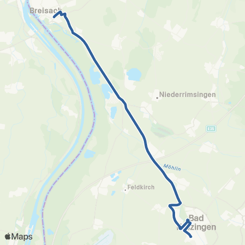 RVF Bad Krozingen Schulzentrum ↔︎ Breisach Bf map