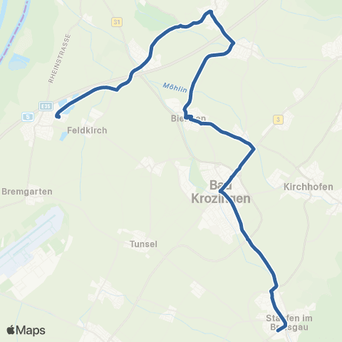 RVF Staufen Süd  ↔︎ Bad Krozingen Schulzentrum map