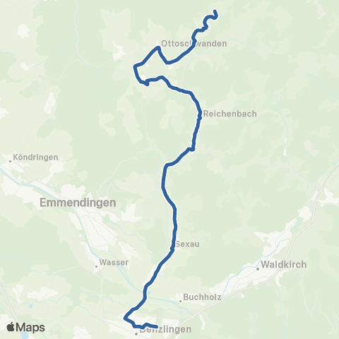 RVF Freiamt Hintere Höfe ↔︎ Denzlingen Bf map