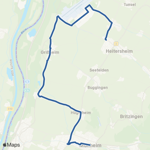 RVF Müllheim  Markgräfler Platz ↔︎ Heitersheim Bf map