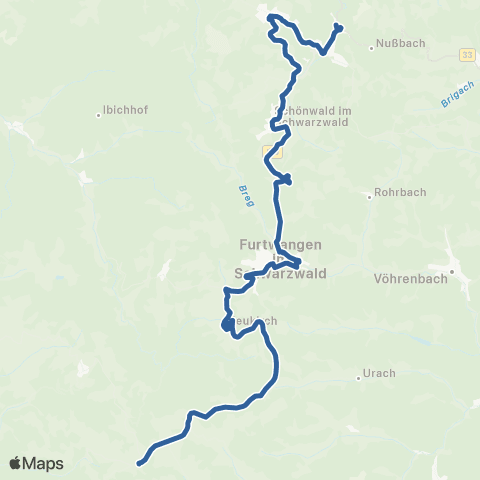 RVF Triberg Bf ↔︎ Furtwangen Hinterbreg map