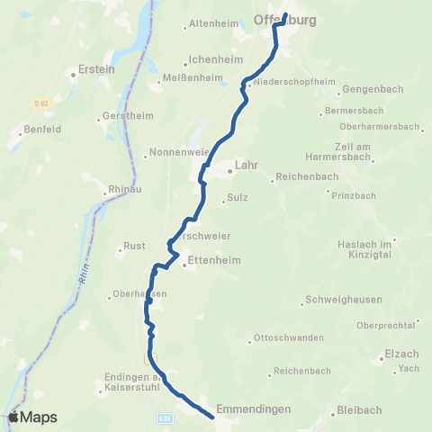 RVF Offenburg Bf  ↔︎ Offenburg Bf map