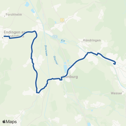 RVF Emmendingen Bf ↔︎ Bahlingen Bf map