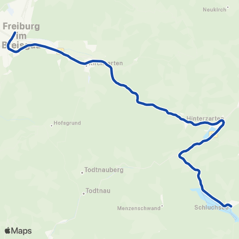 RVF Freiburg Hbf ↔︎ Altglashütten Falkau Bf map