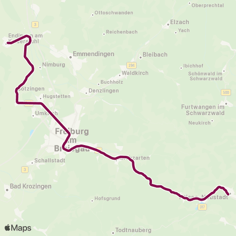 RVF Endingen a K Bf ↔︎ Kirchzarten Bf map
