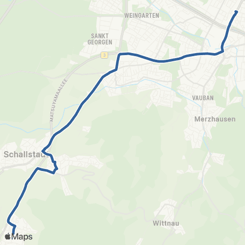 RVF Pfaffenweiler Schulstr. ↔︎ Freiburg Hbf map