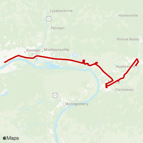 RVTA Tri-Town Connector-Muncy Hughesville map