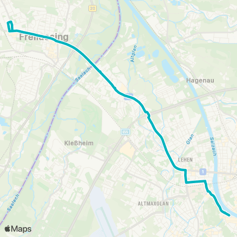 Salzburg Verkehr Salzburg Ferdinand-Hanusch-Platz-Freilassing Sonnenfeld map
