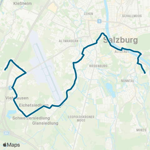Salzburg Verkehr Salzburg Ferdinand-Hanusch-Platz-Viehhausen Schule map