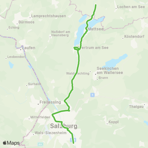 Salzburg Verkehr Salzburg - Obertrum - Mitterhof - Mattsee - Palting map