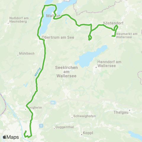 Salzburg Verkehr Salzburg - Obertrum - Seeham - Mattsee - Neumarkt map