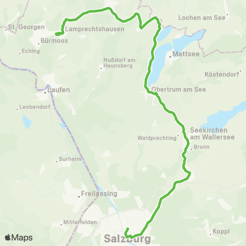Salzburg Verkehr Salzburg - Hallwang - Eugendorf - Seekirchen - Obertrum - Berndorf map