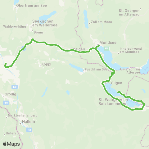 Salzburg Verkehr Salzburg - Mondsee - HLW Ried am Wolfgangsee map