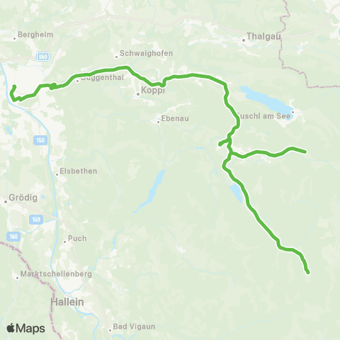 Salzburg Verkehr Salzburg - Hof - Faistenau - Tiefbrunnau / Hintersee map