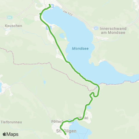 Salzburg Verkehr St.Gilgen - Hüttenstein - Scharfling - Mondsee map