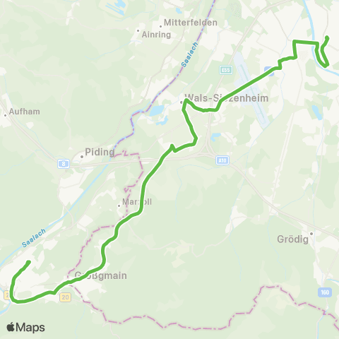Salzburg Verkehr Salzburg - Großgmain - Bad Reichenhall map