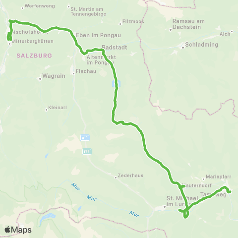 Salzburg Verkehr Radstadt - Obertauern - Mauterndorf - Tamsweg Winter Nebensaison map