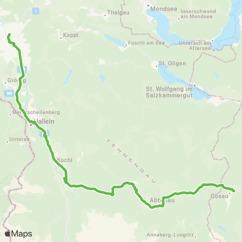 Salzburg Verkehr Golling - Abtenau - Gosau map