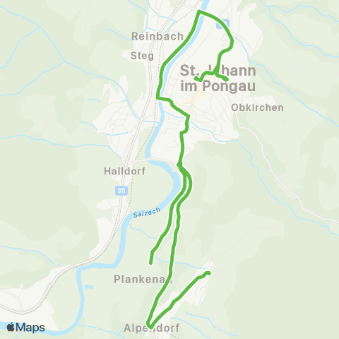 Salzburg Verkehr St. Johann - Reinbach - Plankenau - Oberalpendorf / Lange Brücke map