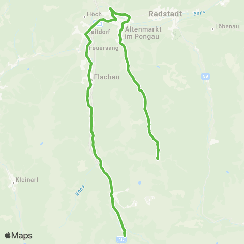 Salzburg Verkehr Zauchensee - Altenmarkt map