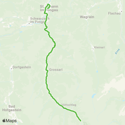 Salzburg Verkehr St.Johann - Großarl - Hüttschlag - Stockham map