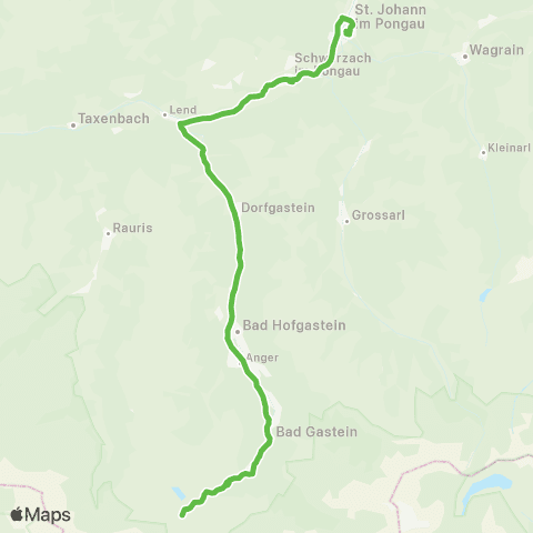 Salzburg Verkehr St.Johann - Schwarzach - Bad Hofgastein - Bad Gastein - Sportgastein map
