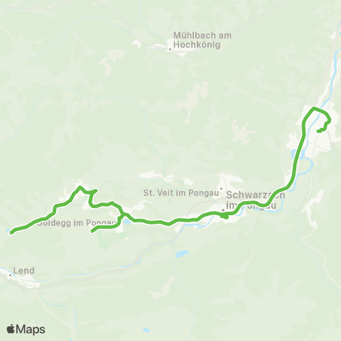 Salzburg Verkehr St.Johann - Schwarzach - Goldegg - Weng - Böndlsee map