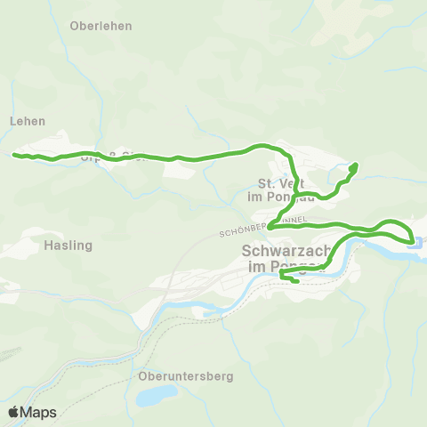 Salzburg Verkehr Schwarzach - St.Veit - Urpaß map