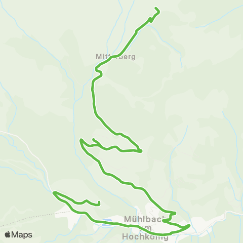 Salzburg Verkehr Skibus Mühlbach: Aldiana - Mühlbach - Arthurhaus map