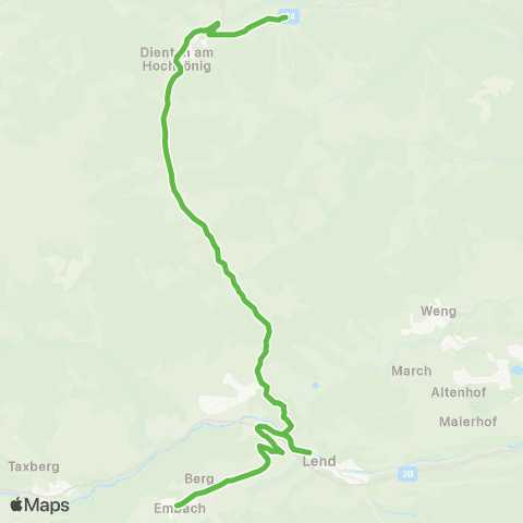 Salzburg Verkehr Dienten am Hochkönig - Dientenbachtal - Lend - Embach / Taxenbach map