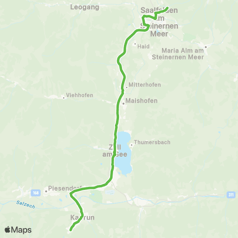 Salzburg Verkehr Zell am See - Kaprun - Kitzsteinhorn Winter - und Zwischensaison map