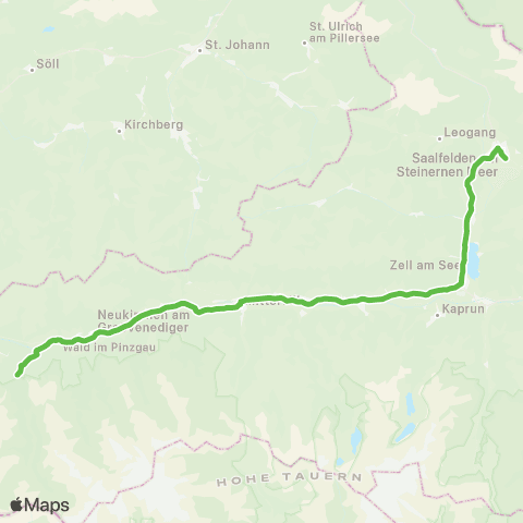 Salzburg Verkehr Zell am See - Uttendorf - Mittersill - Neukirchen - Wald - Krimml Kombifahrplan - 670 + SEV map