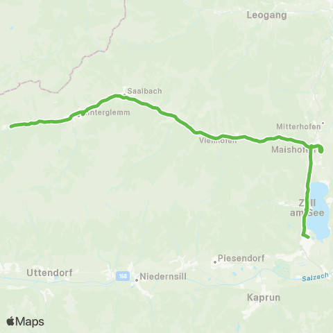 Salzburg Verkehr Zell am See - Maishofen - Viehhofen - Saalbach - Hinterglemm map