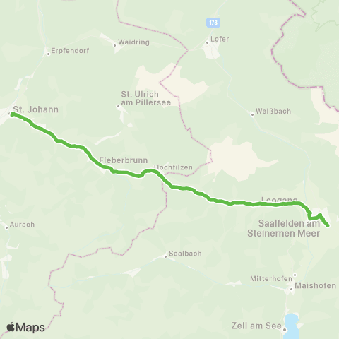 Salzburg Verkehr Saalfelden - Leogang - Hochfilzen ( - Fieberbrunn - St.Johann i.T.) Erweiterung Stundentakt map