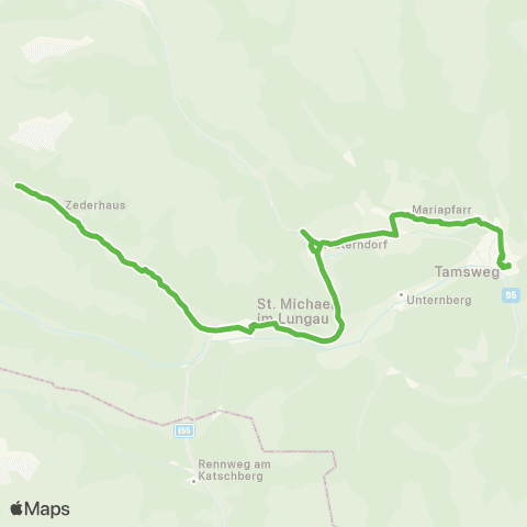 Salzburg Verkehr Tamsweg - Mauterndorf - St.Michael - Zederhaus Winter Nebensaison map