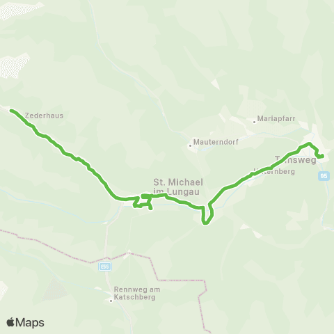 Salzburg Verkehr Tamsweg - Unternberg - St.Michael - Zederhaus Winter Nebensaison map