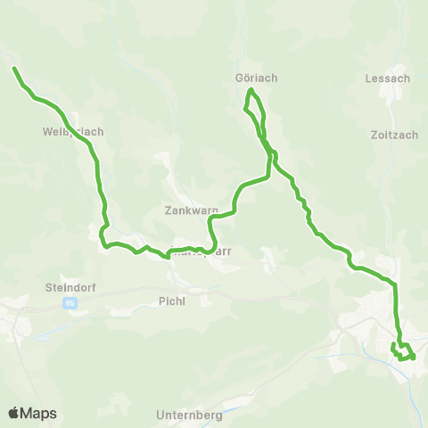 Salzburg Verkehr Tamsweg - Göriach - Mariapfarr - Weißpriach Ganzjahresfahrplan map