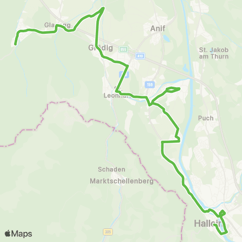 Salzburg Verkehr Fürstenbrunn - Grödig - Taxach - Hallein map