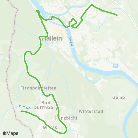 Salzburg Verkehr Hallein - Bad Dürrnberg map