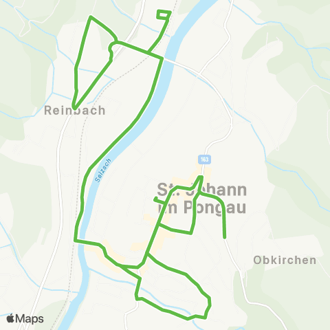Salzburg Verkehr Hub / Stefflmoos - Postamt - Bahnhof - Nord und zurück City-Shuttle St.Johann map