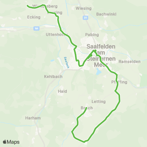 Salzburg Verkehr Stadtbus Saalfelden Lenzing - Bahnhof - Postamt - Bsuch - (Gerling) map