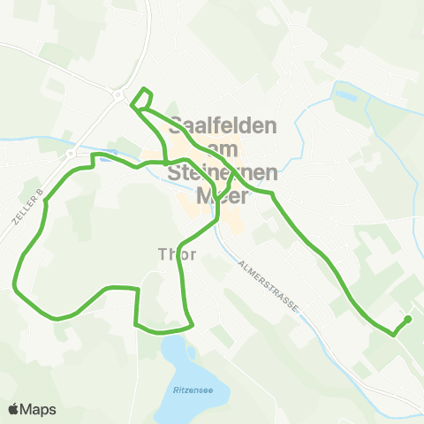 Salzburg Verkehr Postamt - Ritzensee - Postamt - Farmach - Postamt Postamt - Dorfheim - Bachwinkl - Postamt Stadtbus Saalfelden map