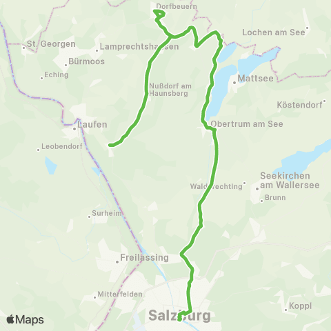 Salzburg Verkehr Salzburg - Elixhausen - Obertrum - Seeham - Nussdorf map