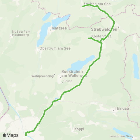 Salzburg Verkehr Salzburg - Eugendf - Neumarkt - Straßw. - Köstendf - Schleedf map