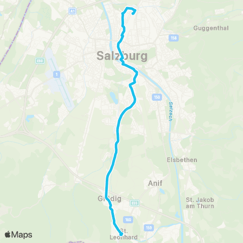 Salzburg Verkehr Grödig Untersbergbahn-Salzburg Fanny-v.-Lehnert-Straße map