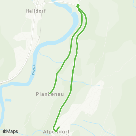 Salzburg Verkehr Skibus L5 Plankenau - Alpendorf Gondelbahn map