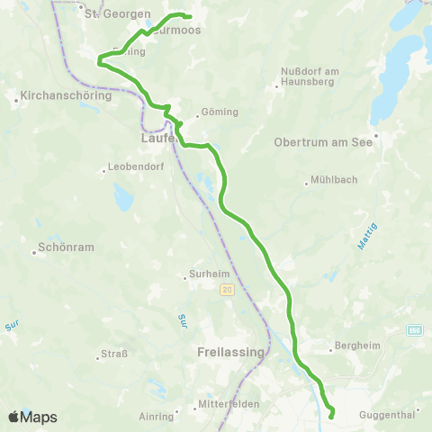 Salzburg Verkehr SEV X1 map