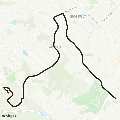 SamTrans School Routes Emerald Hills - Woodside HS map