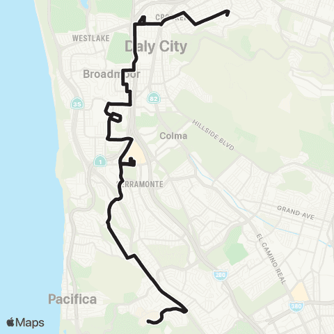 SamTrans Pope / Bellevue - Skyline College map