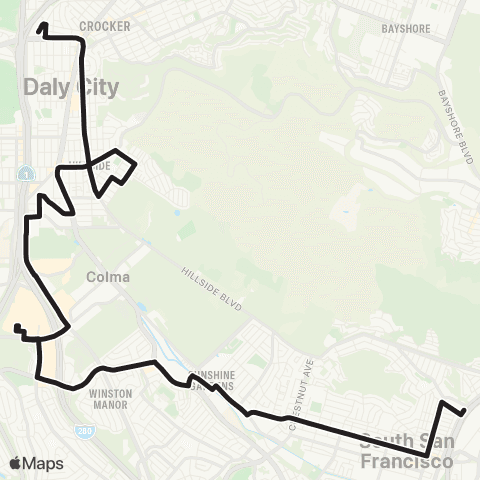 SamTrans Daly City BART - Airport & Linden / Oyster Point map
